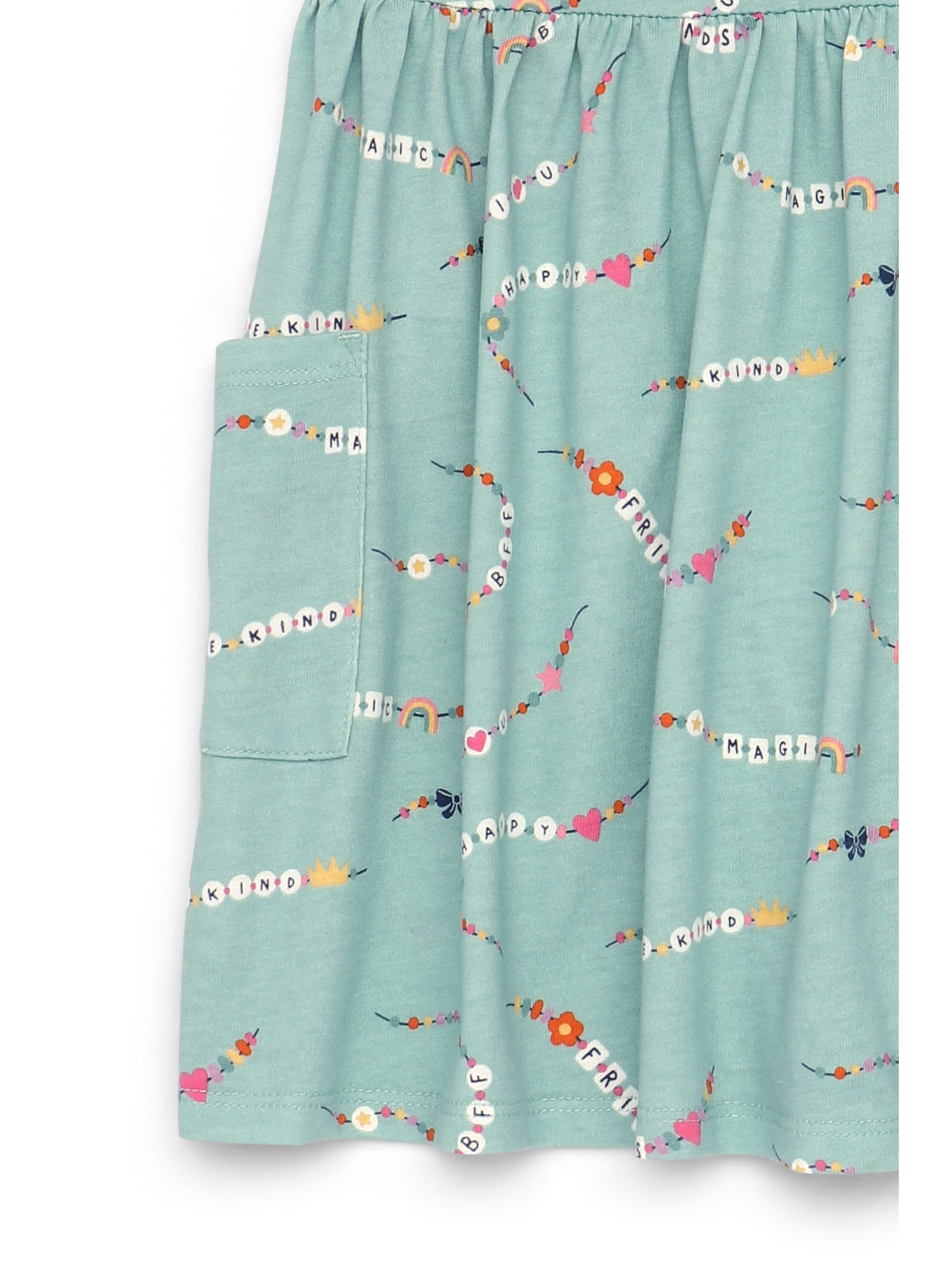 Garanimals Toddler Girl Short Sleeve Printed Dress with Patch Pockets, Sizes 18M-5T