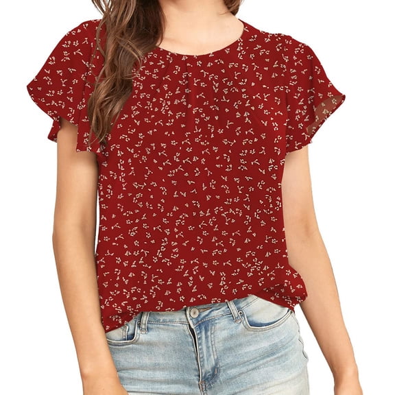 TAGOLD Womens Summer Plus Size Tops,Tops for Womens,Women Casual T-shirt Print Round Neck Short Sleeve Pullover Blouse Tops