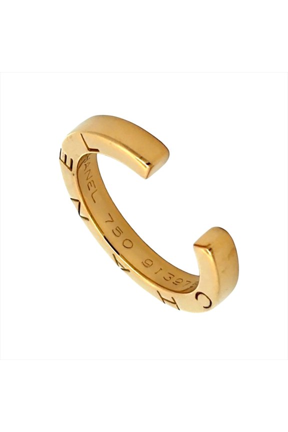 Pre-Owned Chanel C Signature Logo Ring, Approx. 18K Yellow Gold, 4.8g, 3mm, Women's