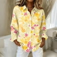 thumbnail image 2 of Womens Hawaiian Shirt Floral Printed Long Sleeve Button Down Shirts Tropical Holiday Beach Shirts, 2 of 5