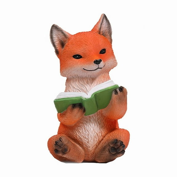 Cute Fox Figurines Animal Statue,Resin Sculpture Outdoor Statues Ornaments Décor for Flower, Yard Art Patio Lawn House,Orange