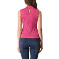 thumbnail image 3 of INSPIRE CHIC Mock Neck Tank Top for Women's Stand Collar Sleeveless Ribbed Knit Tops S Hot Pink, 3 of 6