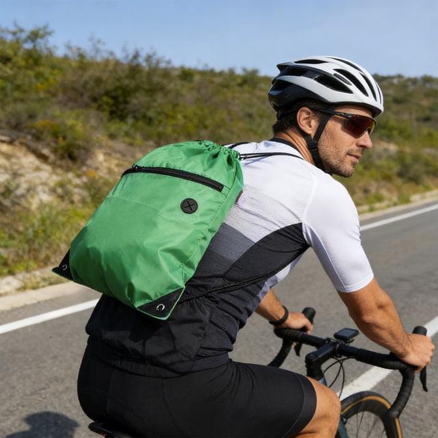 Mochila de nailon con cordón ajustable para deportes, viajes, gimnasio y playa: bolsa plegable ligera con gran capacidad para toallas, zapatos y artículos esenciales.