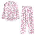 thumbnail image 6 of Yuyamidu Fall Winter Button Down Pajamas Set 2 Pieces Pink Bow Cow Print Nightclothes Women V Neck PJ Loungewear Casual Home Life Clothing Size S, 6 of 9