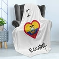 thumbnail image 4 of Ecuador Soft Flannel Fleece Throw Blanket, I Love Ecuador Lettering and Heart in Shape of National Flag, Cozy Plush for Indoor and Outdoor Use, 50" x 60", Charcoal Grey White, by Ambesonne, 4 of 5