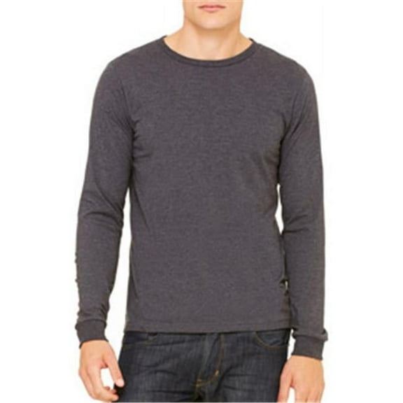 Canvas 3501 Mens Jersey Long-Sleeve T-Shirt - Dark Grey Heather - Small