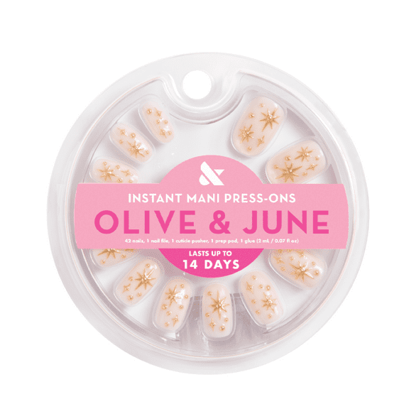 Olive & June Instant Mani Short Round Press-on Nails, Confetti Sparkle, 42 Pieces
