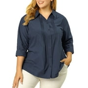 Angle View: Agnes Orinda Juniors' Plus Size Button Down Shirts Long Sleeve Top