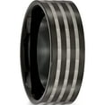 thumbnail image 4 of Titanium Polished 8mm Black Ip-Plated With Satin Stripes Band (Size 12) Made In China tb242-12, 4 of 5