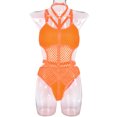 thumbnail image 4 of Fengqque Women's Sexy Hanging Neck Sexy Mesh Splicing Underwear Jumpsuit, 4 of 8