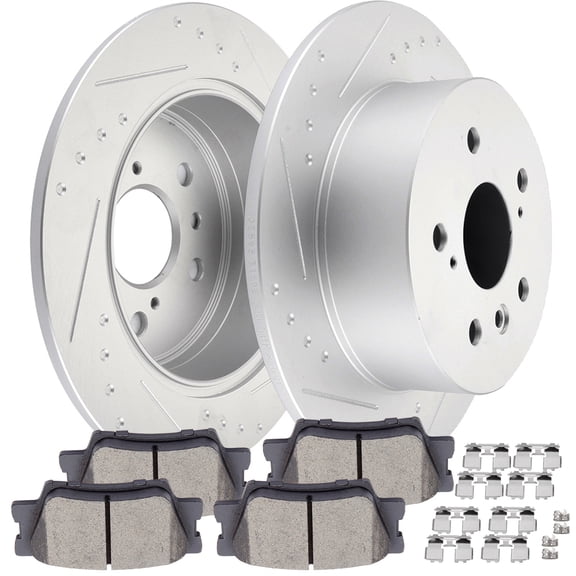 CCIYU Rear Premium Brake Rotors + Ceramic Brake Pads with clip fit for 2013-2018 for Lexus ES300h, 2013-2018 for Lexus ES350, 2013-2018 for Toyota Avalon, 2012-2017 for Toyota Camry
