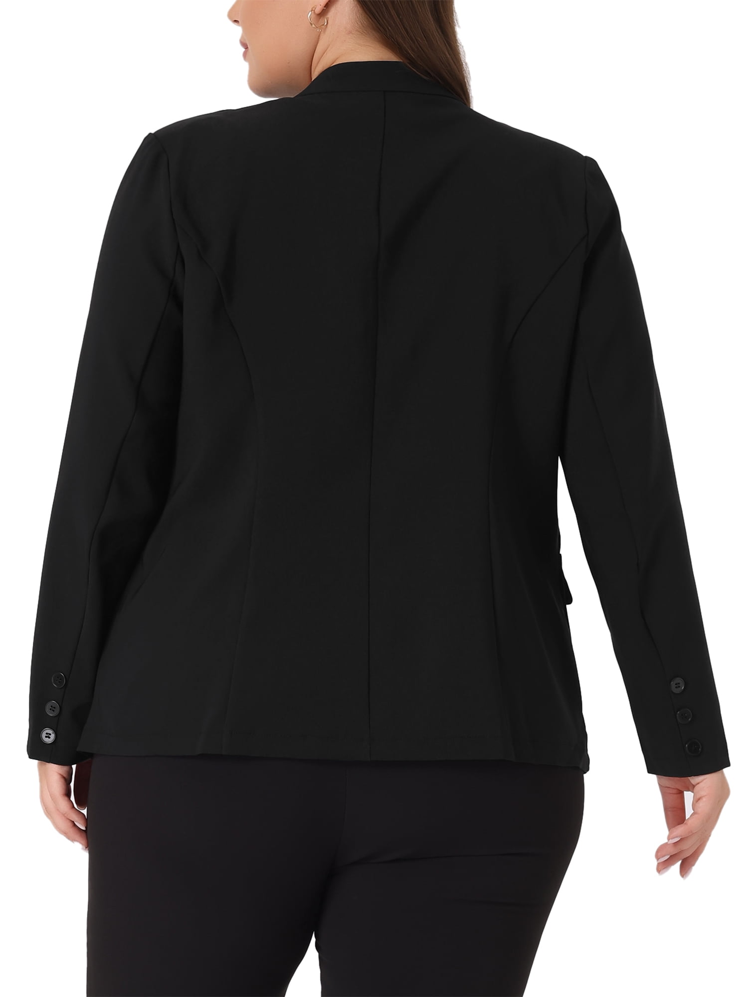 DARING DIVA Women's Plus Notched Lapel Long Sleeve Office Work Blazer Jacket 3X Black