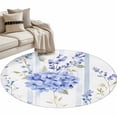 thumbnail image 2 of Purple Hydrangea Round Area Rug 3 FT, Small Kitchen Bathroom Mats, Stripe Botanical Vintage Washable Indoor Outdoor Throw Runner Carpet Non-Shedding Doormat for Table Shower Sofa Entryway, 2 of 8