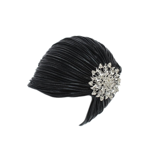 braveheart Turban pour Femmes Broche en Alliage Bonnet Couvre-Chef à la Mode Noir 58cm