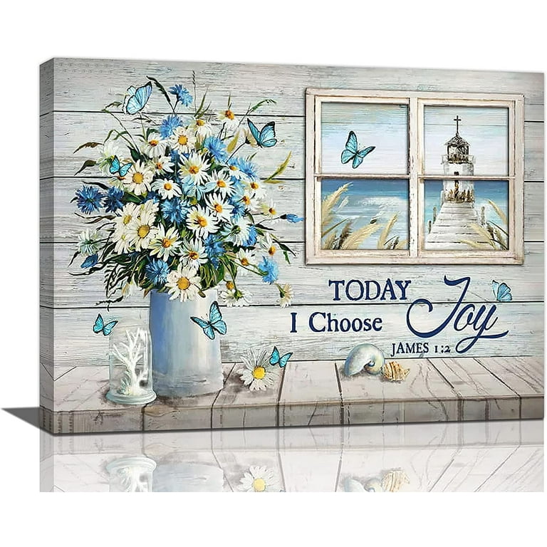 Bright Blue Floral Vase 16 x 20 Canvas Wall Art