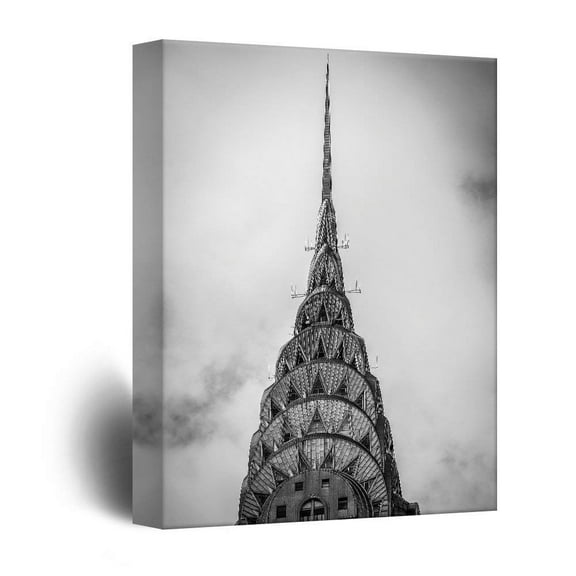 wall26 Canvas Wall Art - Exotic Tall Building in Black and White - Giclee Print Gallery Wrap Modern Home Art Ready to Hang - 12" x 18"