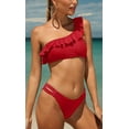 thumbnail image 3 of Alove Women Ruffle Bikini One Shoulder Bathing Suit 2 Piece Set Swimsuit, 3 of 5