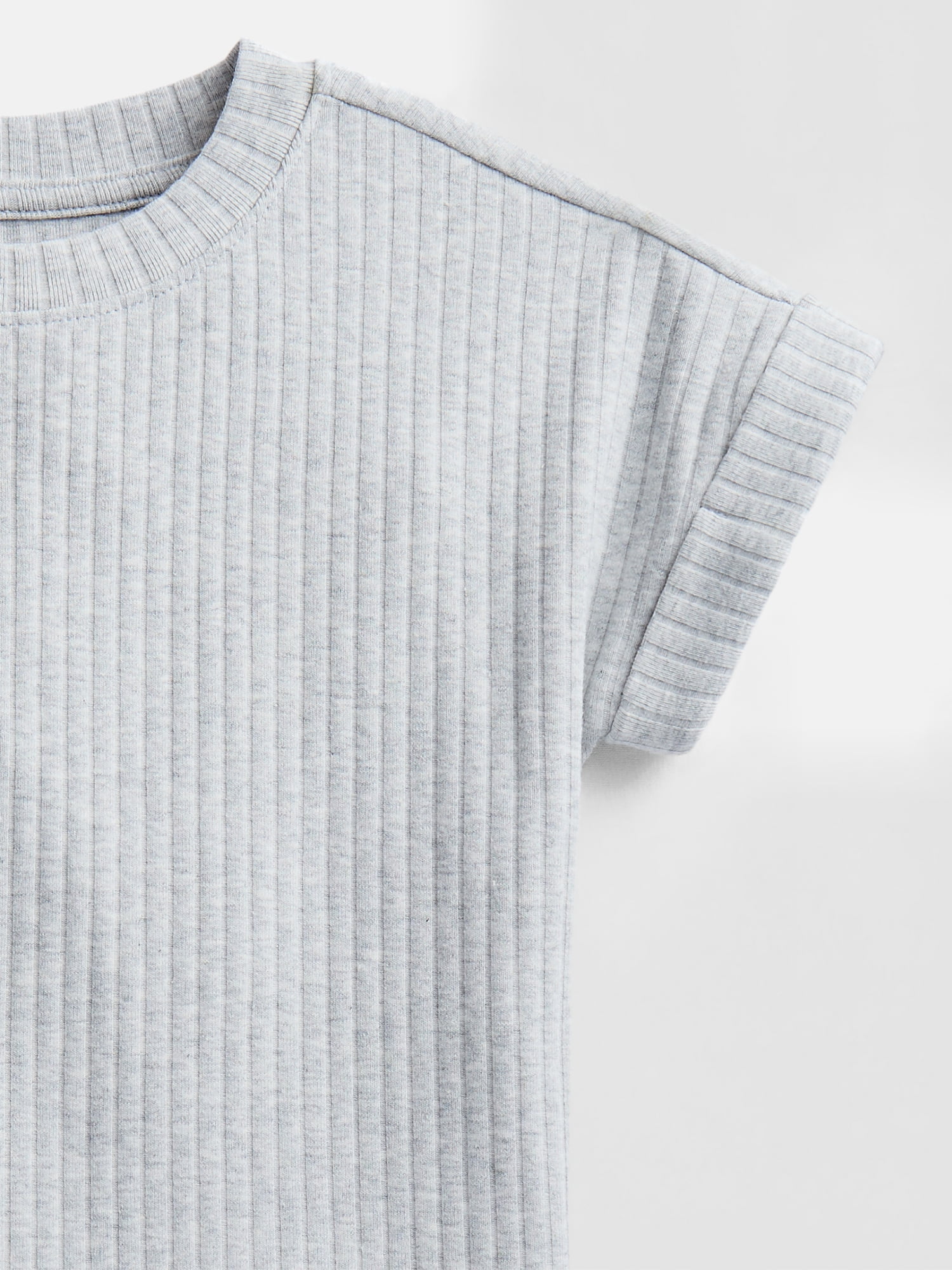 Wonder Nation Girls' Ribbed Knit Top with Short Sleeves, Sizes 4-18 & Plus