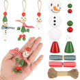 thumbnail image 4 of Gustave 193PCS Christmas Wood Beads Snowman Wooden Bead Kit with Twine Scarf, Round Beads Hanging Ornaments Bracelets DIY Crafts for Christmas Home Party Decoration, 4 of 9