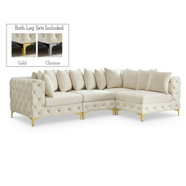 Meridian Furniture Tremblay Cream Velvet Modular Sectional