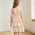 thumbnail image 5 of ITSAME Girls Slip Dresses Tiered Ruffle A-Line Sleeveless Summer Casual Tunic Dress Beige Size 13, 5 of 9