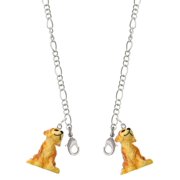 Resin Sitting Puppy Silvertone Face Mask Necklace