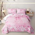 thumbnail image 2 of Erosebridal Cute Coquette Bow Quilt Full For Kids,Pink Diamond Letter A Monogram Full Bedspread Sets,3pcs, 2 of 7
