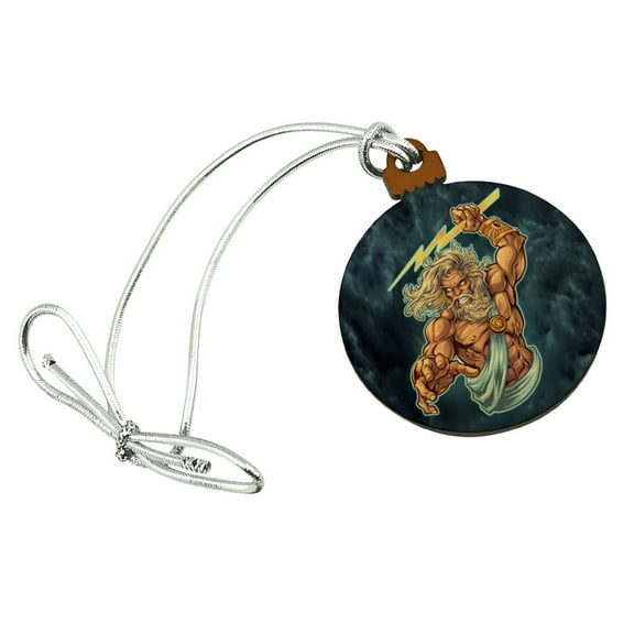 Zeus Greek God Mythology Lightning Mini Small Tiny Wood Christmas Tree Holiday Ornament