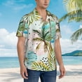 thumbnail image 3 of Kll Men'S Hawaiian Shirt Short Sleeve Button Down Beach Shirts-Watercolor Palm Tree, 3 of 7
