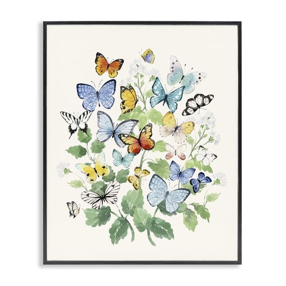 Stupell Industries Transitional Butterflies & Spring Florals Black Framed Giclee Art, 11 x 14, by Heather Lee Chan