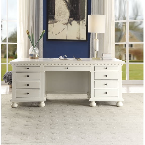 ACME Gustave Executive Desk in Cream White Finish