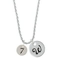 thumbnail image 1 of Delight Jewelry Silvertone Disc 1/2'' Number - 7 - Silvertone Script Initial Disc - W - Charm Necklace, 20"+3", 1 of 4