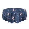 thumbnail image 5 of Blue Pink Moon Star Planet Pattern Round Tablecloth 60"x60",Wrinkle Wipeable Table Cloth for Kitchen Dining Room Picnic Patio Party, 5 of 6
