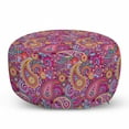thumbnail image 1 of Paisley Pouf Cover with Zipper, Classic Style Motifs with Flowers Like Sun Leafs and Ornamental Shapes, Soft Decorative Fabric Unstuffed Case, 30" W X 17.3" L, Multicolor, by Ambesonne, 1 of 5