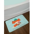 thumbnail image 2 of Fox Bath Mat, Merry Christmas Typography with Happy Animal and Bird at Winter Snowflakes, Plush Bathroom Decor Mat with Non Slip Backing, 29.5" X 17.5", Pale Seafoam Multicolor, by Ambesonne, 2 of 2