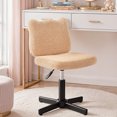 thumbnail image 4 of Carolayne 13.8-18.9'' Adjustable Vanity Chair, 360° Swivel Upholstered Ottoman Stool for Makeup Room Living Room, Light Camel, 4 of 11