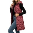 thumbnail image 3 of Winter Women Quilted Vest with Hood Plus Size Mid Length Full Zipper Gilet Sleeveless Padded Warm Jackets Winter Outerwear Layer Vest for Travel Hiking Daily Wear, 3 of 9