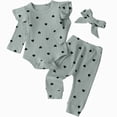 thumbnail image 4 of masbird Newborn Baby Girl Clothes Long Sleeve Romper Onesie Daisy Pants Infant Outfit with Headband 0 3 6 12 18 24 Months,Light Blue,3-6 M, 4 of 4