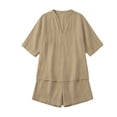 thumbnail image 5 of Two Piece Sets for Women Going out Summer V-Neck Short Sleeve And Long Pants Casual 2PC Sets, 5 of 6