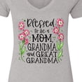 thumbnail image 4 of Inktastic Blessed to Be a Mom, Grandma, and Great Grandma Pink Flowers Women's V-Neck T-Shirt, 4 of 5
