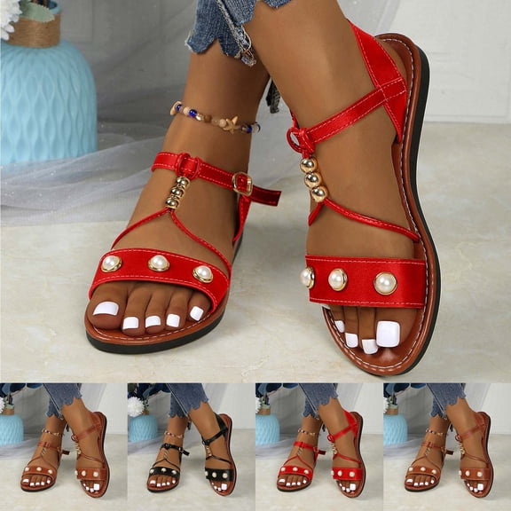HVOBTTY Women's Summer Fashion Casual Breathable Flat Heel Sandals Outdoor Daily Wear Shoes Multicolor, 43