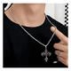 thumbnail image 5 of Collar Hombre De Cruz Llama Cadena Acero Inoxidable Gótica Malubero, Plata, 5 of 5