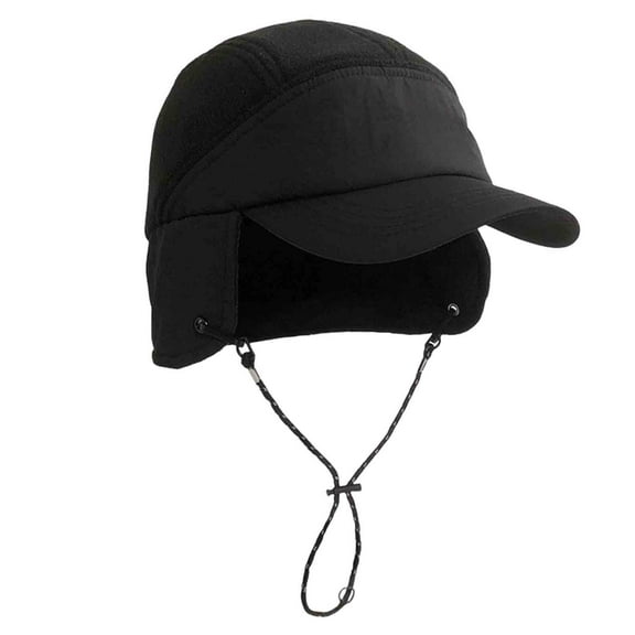 Ugoldhm Adults Waterproof Trapper Hat - Winter Warm Fleece Lined Baseball Cap with Earflaps & Drawstring