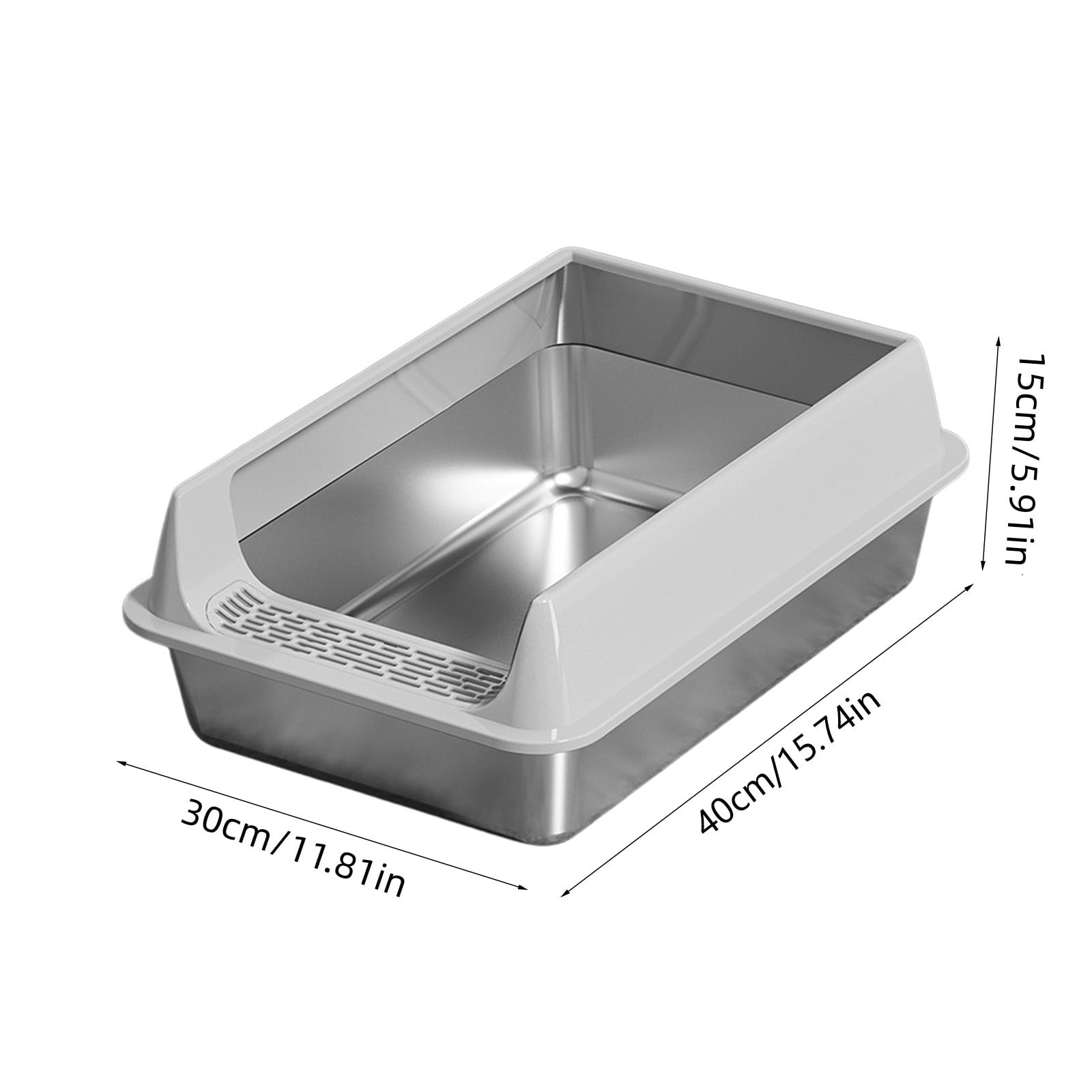 Miogawg Stainless Steel Litter Box, Metal Litter Pan High Sided, Leak-Proof, Easy To Clean, Scoop Included