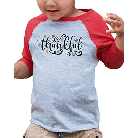 

7 ate 9 Apparel Kids Thankful Fall Leaves Raglan Red