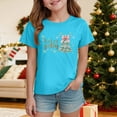 thumbnail image 2 of Ulanda Toddler Girl Christmas Shirt Kids Xmas Tshirt Cotton Short Sleeve Tee Top 2-10 Years (Sky Blue, 13-14Years), 2 of 5