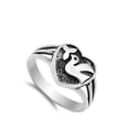 thumbnail image 4 of Oxidized Dove Leaf Peace Heart Purity Ring .925 Sterling Silver Band Jewelry Female Male Size 4, 4 of 4