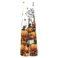thumbnail image 4 of Women's Halloween Costume Jumpsuit Loose Fit Wide Leg Romper Overalls with Pockets, Happy Halloween Fall Harvest Festival Party Outfit M, 4 of 5
