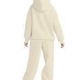 thumbnail image 4 of Nokdvo Woman 2 Piece Outfit Set Trendy Long Sleeve Casual Hoodie Sweatsuit Ribbed Tracksuit with Pockets,Khaki S, 4 of 5