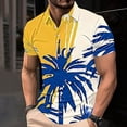 thumbnail image 2 of ZCFZJW Mens Color Contrast Print Summer Beach Hawaiian Shirts Casual Short Sleeve Button up V Neck Collar T-Shirts Trendy Workout Gym Polo Shirts Multicolor#05 L, 2 of 5